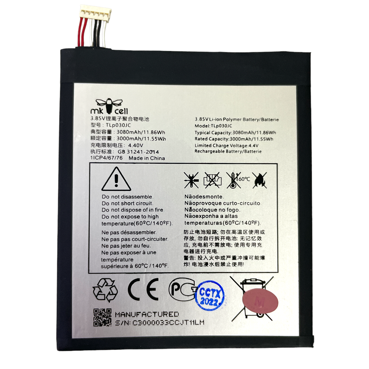 Batería Alcatel OT9008 TLP030JC