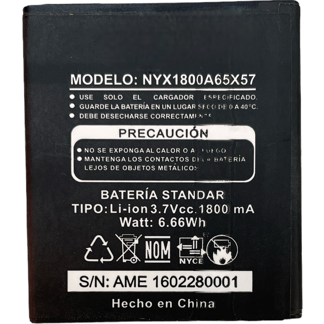 Batería Nyx 1800a 65x57 Lux 1800mah