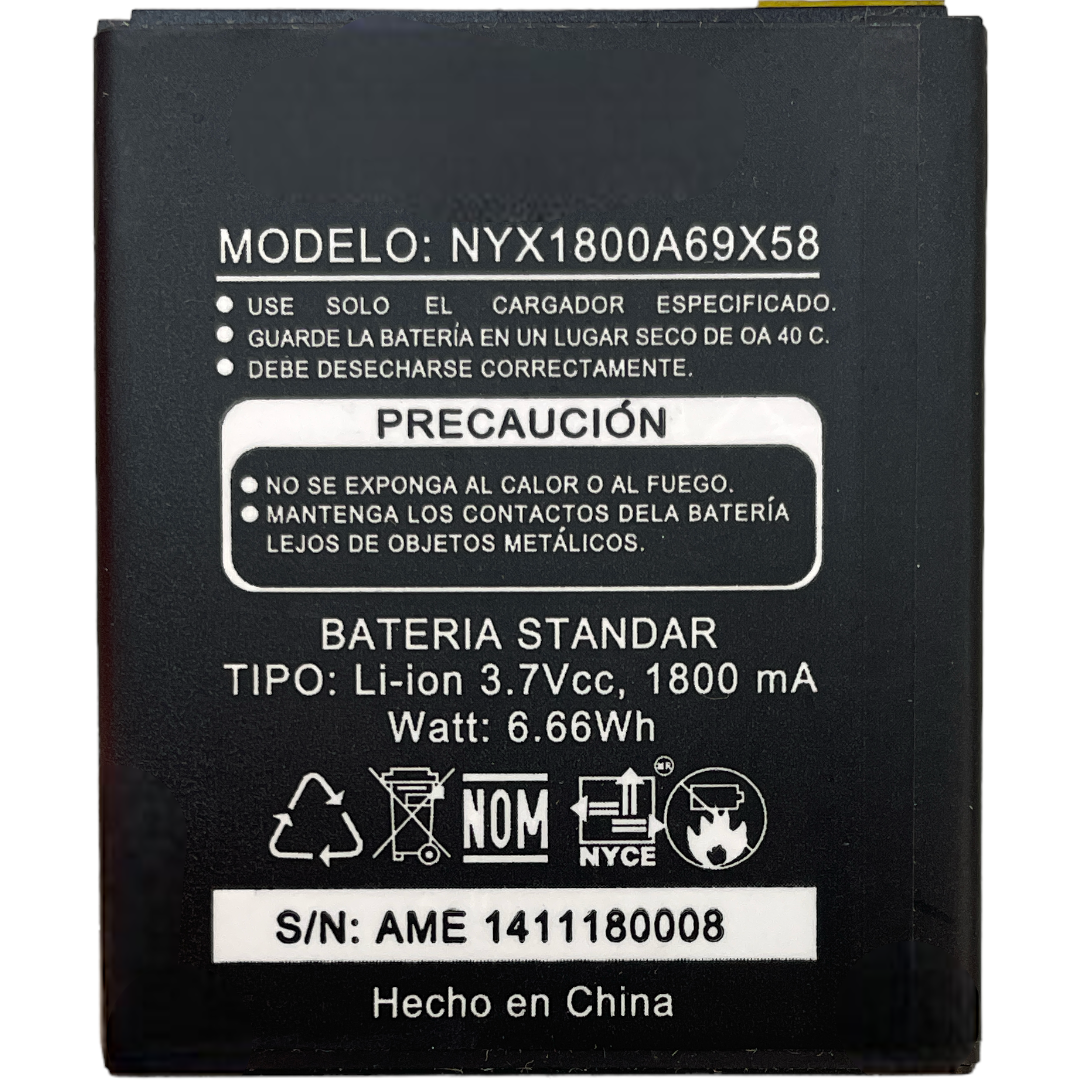 Batería Nyx 1800a 69x58 Zeus 1800mah