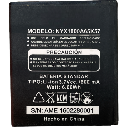 Batería  Nyx 1800a 65x57 Lux 1800mah